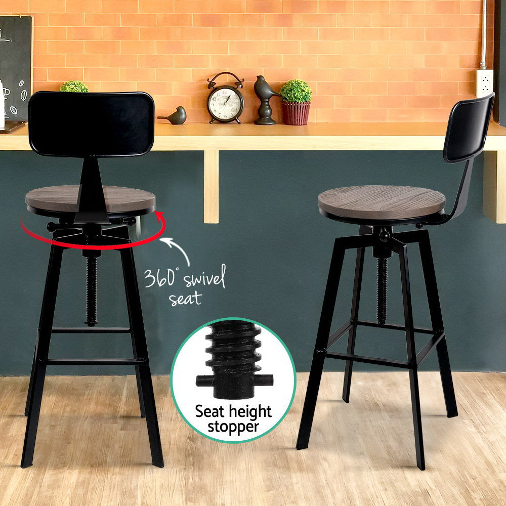 Artiss vintage metal bar stool seat close-up — Allure Home Collections