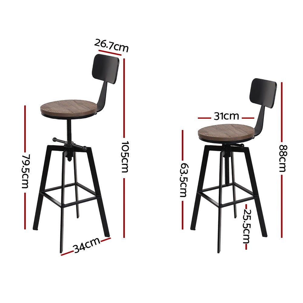 Tooradin black industrial swivel bar stool with elm wood seat in a modern kitchen