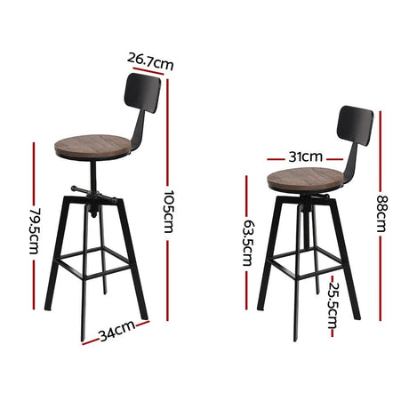 Tooradin black industrial swivel bar stool with elm wood seat in a modern kitchen