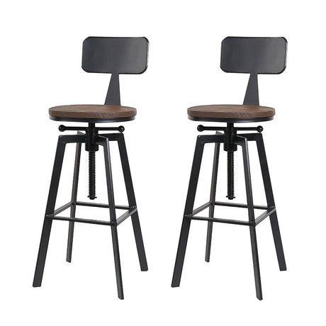 Tooradin black industrial swivel bar stool with elm wood seat in a modern kitchen