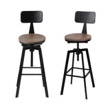 Tooradin black industrial swivel bar stool with elm wood seat in a modern kitchen