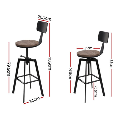 Artiss Angus bar stool backrest and elm wood seat detail — Allure Home Collections