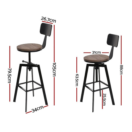 Tooradin black industrial swivel bar stool with elm wood seat in a modern kitchen