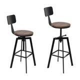 Tooradin black industrial swivel bar stool with elm wood seat in a modern kitchen