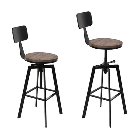 Tooradin black industrial swivel bar stool with elm wood seat in a modern kitchen
