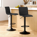 Artiss black faux linen gas lift bar stools set of 2 with high-density foam — Allure Home Collections