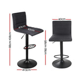 Artiss black linen bar stool faux linen seat and gas lift detail — Allure Home Collections