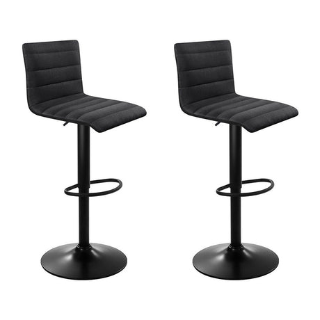 Two Artiss black linen bar stools at kitchen island — Allure Home Collections