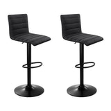 Ryanston Linen Gas Lift Bar Stool, Black 2pcs