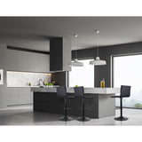 Four Artiss black linen bar stools in contemporary dining setting — Allure Home Collections