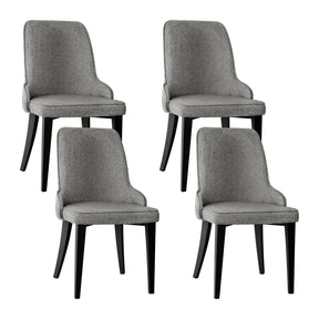 Norton Summit grey linen dining chairs in a contemporary dining room