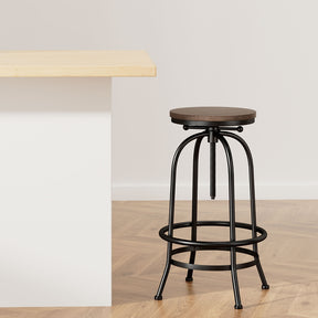 Sandringham elm wood adjustable bar stool single with steel frame