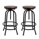 Pair of Artiss adjustable wood and steel bar stools in contemporary kitchen — Allure Home Collections