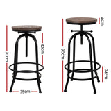 Artiss adjustable bar stool smooth elm wood seat and steel frame detail — Allure Home Collections