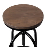 Side profile of Artiss adjustable wood bar stool showing steel frame — Allure Home Collections