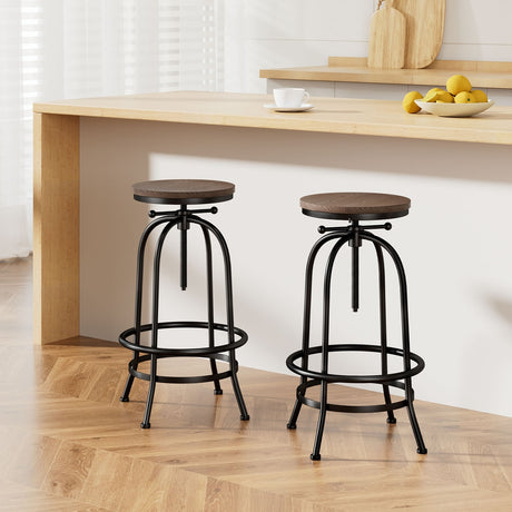 Artiss adjustable wood and steel bar stools set of 2 — Allure Home Collections