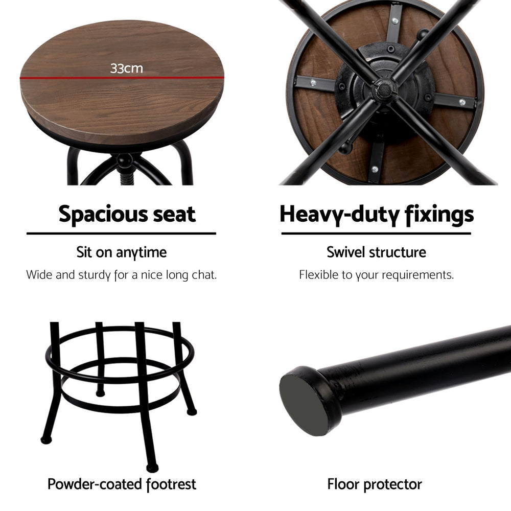 Side profile of Artiss Angus vintage bar stool showing industrial frame — Allure Home Collections