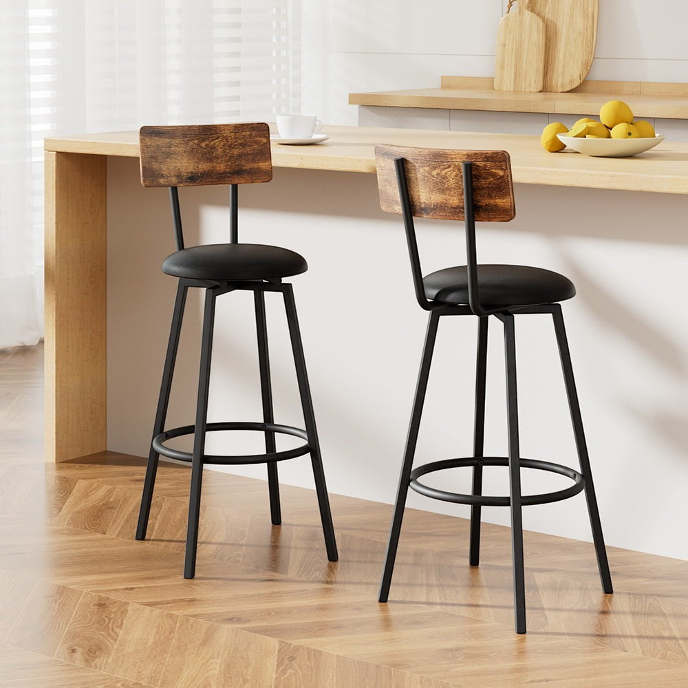 Smiths Beach Industrial Bar Stool, Black 2pcs