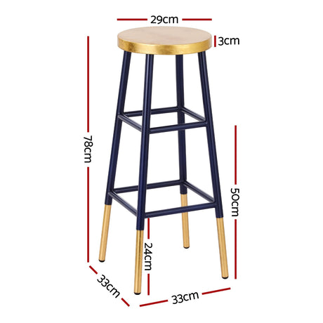 Archies creek metal bar stool navy beside a kitchen island