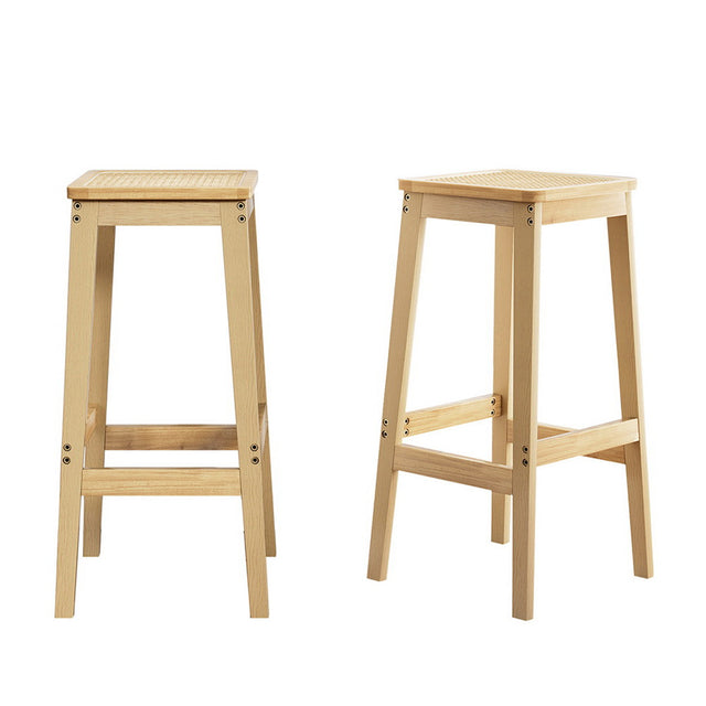 Artiss rubber wood and rattan bar stools set of 2 for kitchen — Allure Home Collections