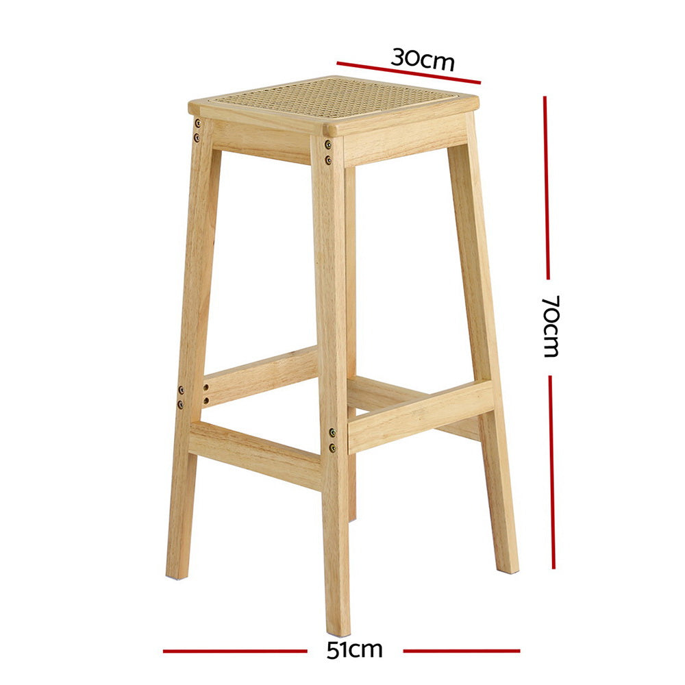 Artiss rubber wood bar stool rubber wood frame and rattan seat detail — Allure Home Collections