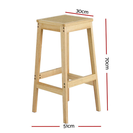 Artiss rubber wood bar stool rubber wood frame and rattan seat detail — Allure Home Collections