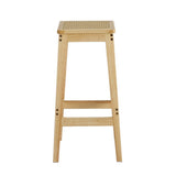 Two Artiss rubber wood rattan bar stools at kitchen counter — Allure Home Collections