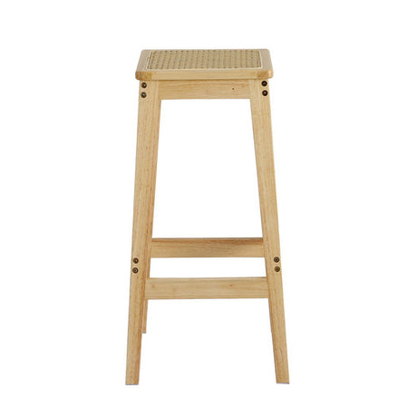 Two Artiss rubber wood rattan bar stools at kitchen counter — Allure Home Collections