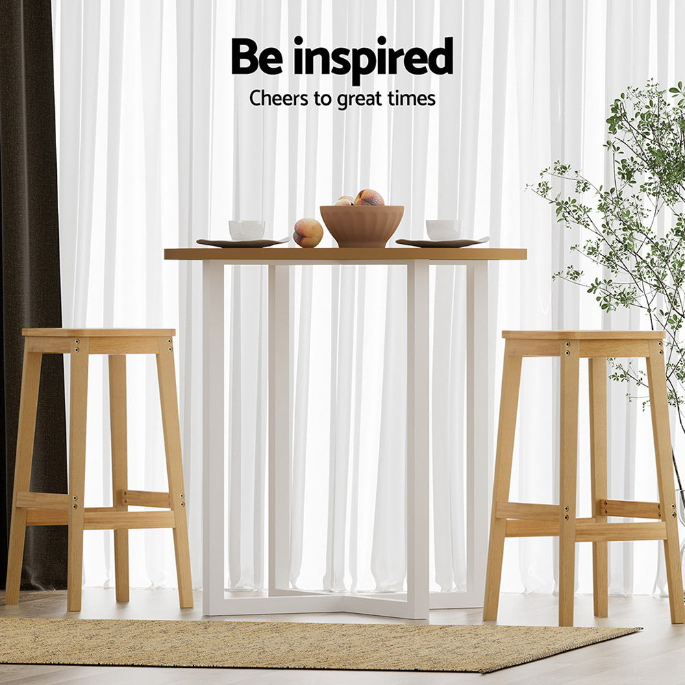 Artiss rubber wood bar stool rattan seat close-up — Allure Home Collections