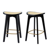 Grantville backless woven rattan bamboo bar stool at a kitchen counter