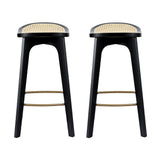 Grantville backless woven rattan bamboo bar stool at a kitchen counter