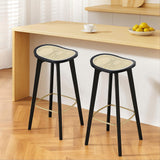 Pair of Artiss black rattan bar stools in modern kitchen setting — Allure Home Collections