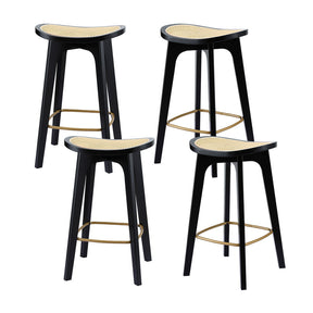 Tooradin black bamboo and rattan saddle bar stools set of four