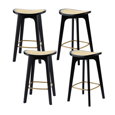 Artiss black rattan saddle bar stools set of 4 — Allure Home Collections