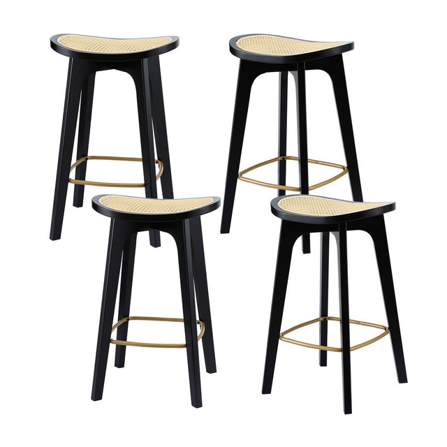 Artiss black rattan saddle bar stools set of 4 — Allure Home Collections