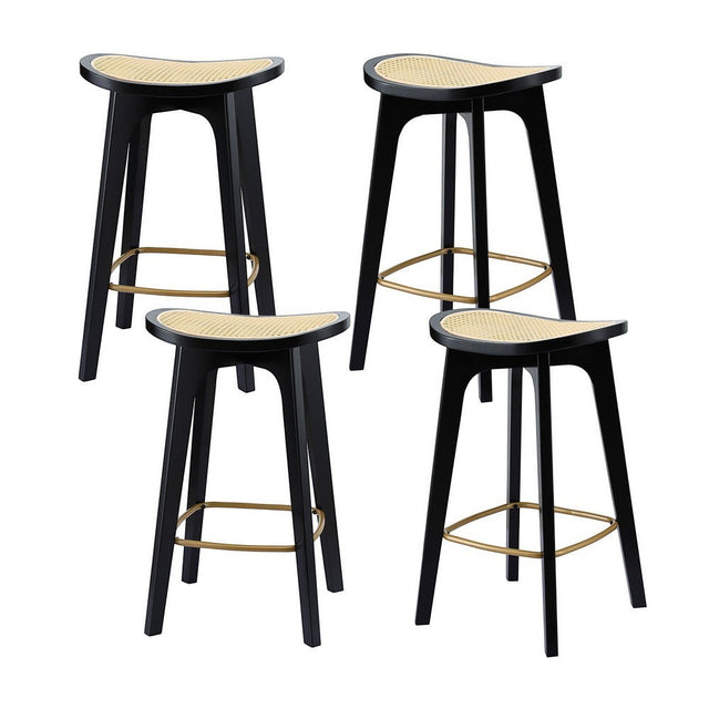Grantville backless woven rattan bamboo bar stool at a kitchen counter