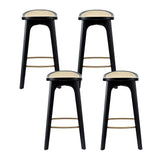 Grantville backless woven rattan bamboo bar stool at a kitchen counter