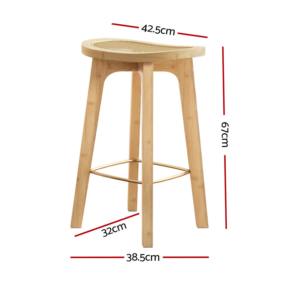 Artiss bamboo rattan bar stool bamboo frame and PVC rattan weave detail — Allure Home Collections