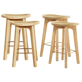 Tooradin natural bamboo and rattan bar stools set of four