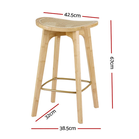 Artiss bamboo rattan bar stool bamboo frame and PVC rattan weave detail — Allure Home Collections