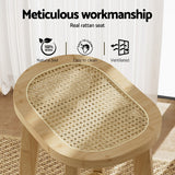 Side profile of Artiss bamboo rattan bar stool showing natural frame — Allure Home Collections