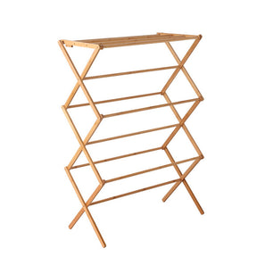 Hampton natural bamboo folding clothes airer with eleven hanging bars