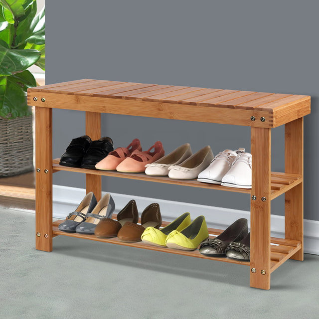 Artiss Bamboo Shoe Rack Bench — 10 Pairs, Timeless Design — Allure Home Collections