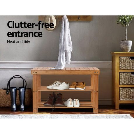 Artiss Bamboo Shoe Rack Bench — 10 Pairs, Timeless Design — Allure Home Collections