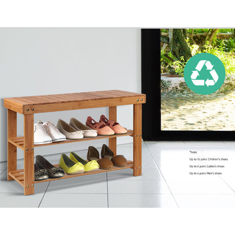 Artiss Bamboo Shoe Rack Bench — 10 Pairs, Timeless Design — Allure Home Collections