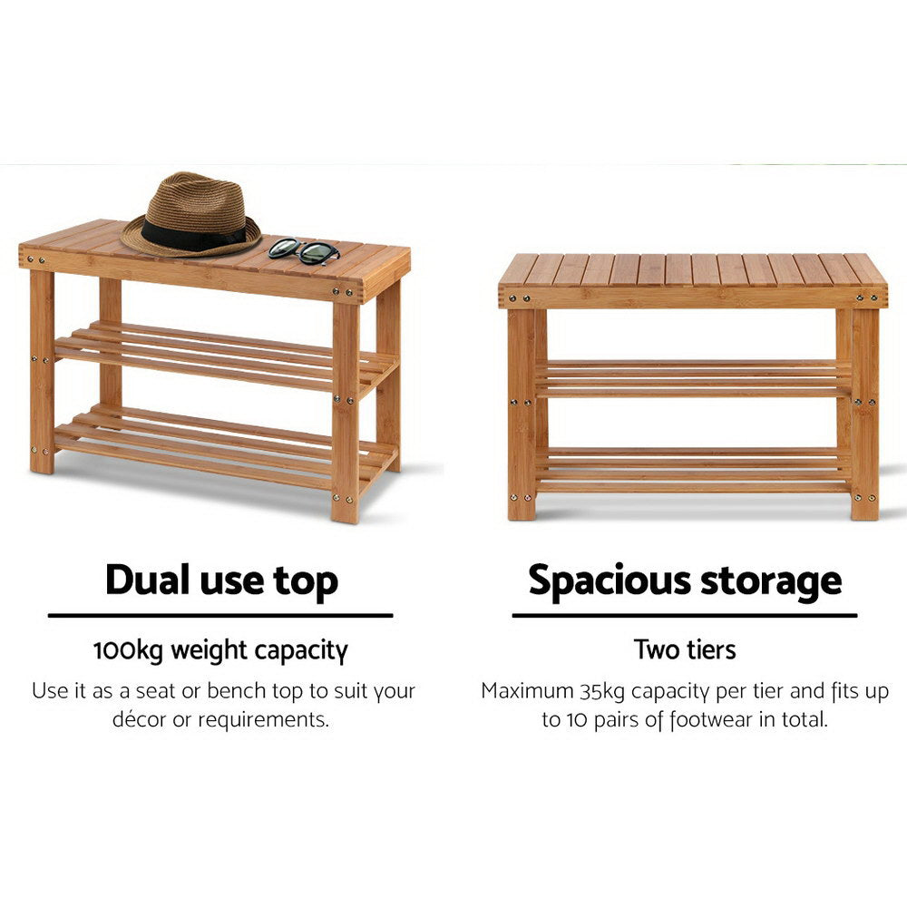 Artiss Bamboo Shoe Rack Bench — 10 Pairs, Timeless Design — Allure Home Collections