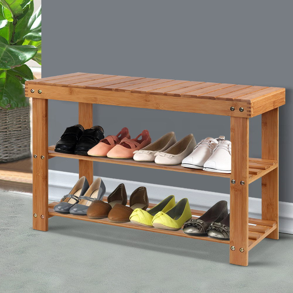Artiss Bamboo Shoe Rack Bench — 10 Pairs, Timeless Design — Allure Home Collections