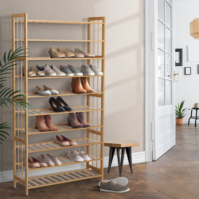 Artiss 10-Tier Bamboo Shoe Rack Cabinet — 50 Pairs, Retro Eco Design — Allure Home Collections