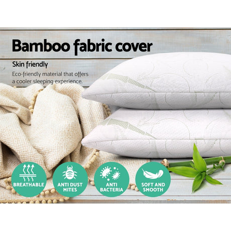 Giselle Bedding Bamboo Memory Foam Pillow Twin Pack — High-Density, Eco-Friendly — Allure Home Collections