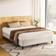 Artiss MASON double metal bed frame in grey knitted jacquard — full front view — Allure Home Collections